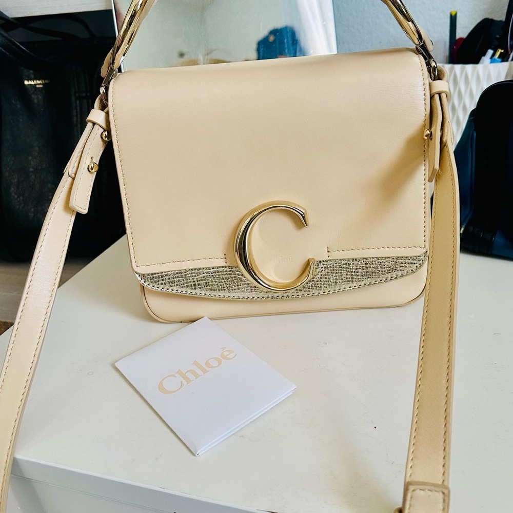 Beige Leather Shoulder Bag